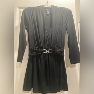 White House black market long sleeve surprise faux wrap top black